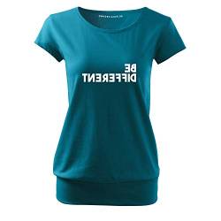 Be Different Frauen t Shirt Bedruckt mit Statement enges Oberteil Kurzarm Top-Women lässig Sommer (City-370-S-Türkis) von OwnDesigner