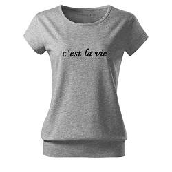 Cést la Vie Mädchen T-Shirt Bedruckt mit Sprüchen im Vintage Style (City-3-2XL-Grau) von OwnDesigner