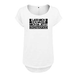 Lass Mich ich muss Mich da jetzt reinsteigernDesign Damen Tshirt & Frauen T Shirt NEU mit Leichtem Ausschnitt für Top Style L Weis (B36-352-L-Weiß) von OwnDesigner