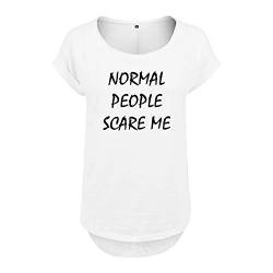 Normal People Scare me Design Damen Tshirt & Frauen T Shirt NEU mit Leichtem Ausschnitt für Top Style L Weis (B36-94-L-Weiß) von OwnDesigner