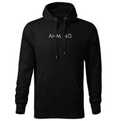 OwnDesigner Ähm nö Herren Pullover mit Kapuze schwarz mit Spruch Druck und Männer Hoodie (Cape 464 3XL Schwarz) von OwnDesigner