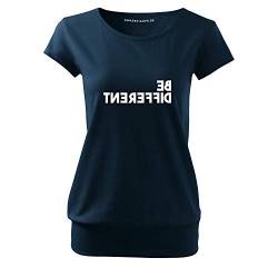 OwnDesigner Be Different Frauen T Shirt mit Spruch handgefärtigt Oversize-Shirt Rundhals Mädchen kurzärmlig (City-370-M-Navy) von OwnDesigner