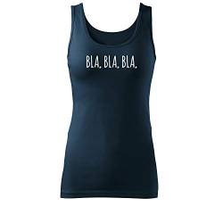 OwnDesigner Bla bla bla Frauen T Shirt modisch lang und weit geschnitten Oversize-Top-Rundhals Mädchen ärmellos (Top-483-M-Navy) von OwnDesigner
