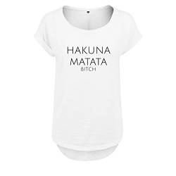 OwnDesigner Cooles Sommer Freizeit Frauen Tshirt Bluse Hakuna Matata Bedruckt Short Sleeve Top Kurzarm (95-B36-Weiß-S) von OwnDesigner