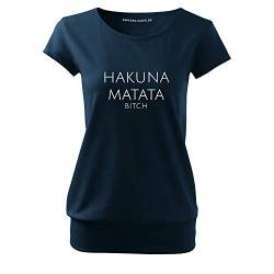 OwnDesigner Cooles Sommer Freizeit Frauen Tshirt Bluse Hakuna Matata Bedruckt Short Sleeve Top Kurzarm (95-City-Navy-S) von OwnDesigner