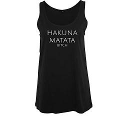 OwnDesigner Hakuna Matata Frauen Unterhemd Bedruckt mit Statement Leichter Oversize ohne Ärmel Top Women lässig Sommer (B19-95-S-Schwarz) von OwnDesigner