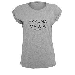 OwnDesigner Hakuna Matata by handgefärtigt T-Shirt Oversized Top Damen Oberteil Achselshirt (95-B21-Grau-XL) von OwnDesigner