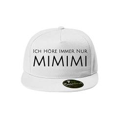 OwnDesigner Ich höre Immer nur mimimi Baseball Cap - Unisex Mütze, Cap für Herren und Damen, einfarbige Basecap, Snapback (Cap 440 Weiß) von OwnDesigner