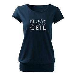 OwnDesigner Klug war´s Nicht Aber geil Frauen T Shirt mit Spruch und modischem Motiv Bedruckt Oberteil für Ladies XL Navy (City-463-XL-Navy) von OwnDesigner