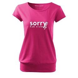 OwnDesigner Sorry hab Nicht zugehört Frauen T Shirt mit Spruch handgefärtigt Oversize-Shirt Rundhals Mädchen kurzärmlig (City-403-M-Pink) von OwnDesigner