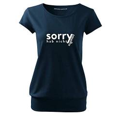 OwnDesigner Sorry hab Nicht zugehört Frauen T Shirt mit Spruch und modischem Motiv Bedruckt Oberteil für Ladies (City-403-XL-Navy) von OwnDesigner