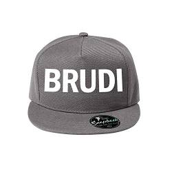 OwnDesigner Unisex Kappe Classic BRUDI Cap mit geradem Schirm, One Size Einheitsgröße für Männer und Frauen (407-Cap5P-2Grau) von OwnDesigner