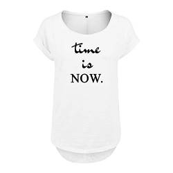 Time is Now Design Damen Tshirt & Frauen T Shirt NEU mit Leichtem Ausschnitt für Top Style L Weis (B36-349-L-Weiß) von OwnDesigner