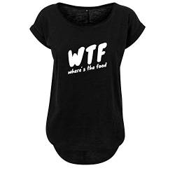 WTF Where´s The Food Design Frauen t Shirt Bedruckt mit Statement Print Lang Oversize Kurzarm Top Neu Women lässig Sommer S Schwarz (B36-342-S-Schwarz) von OwnDesigner