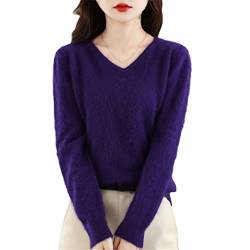 Damen V-Ausschnitt Kaschmir Pullover Lose Pullover Basic Strickwear Top, Wie abgebildet 1, L von Ownwfeat