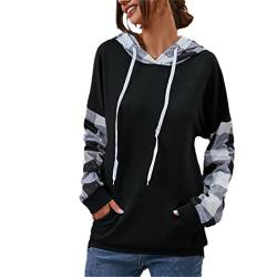 Ownwfeat Damen Patchwork Kapuzen-Sweatshirt Langarm Bedruckte Hoodies Kordelzug Pullover, weiß, 42 von Ownwfeat