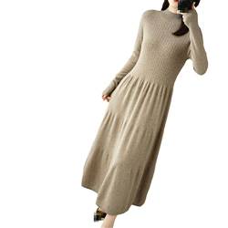 Ownwfeat Damen Pullover Kaschmir Wolle Kleid Langarm Weich Strick Halber Rollkragen Langes Kleid, siehe abbildung, Medium von Ownwfeat