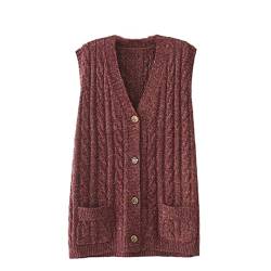 Ownwfeat Damen Pullover Weste Strickjacke V-Ausschnitt Strickwaren Plus Size Tops von Ownwfeat