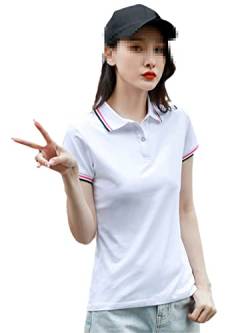 Ownwfeat Damen-T-Shirt mit Knöpfen und Umlegekragen, weiß, X-Large von Ownwfeat