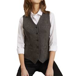 Ownwfeat Damen-Weste, Hochzeit, Tweed-Weste Mit V-Ausschnitt von Ownwfeat