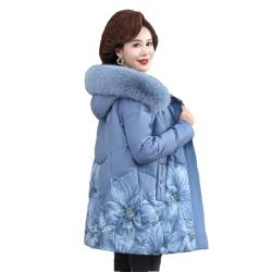 Ownwfeat Damen Wintermantel Lang Warm Parka Damen Bedruckter Mantel Verdickter Baumwollmantel, himmelblau, 42 von Ownwfeat