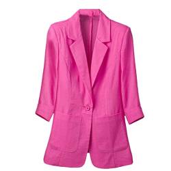 Ownwfeat Frühling Herbst One Button Pocket Blazer Damen Büro Blazer, rose pink, 36 von Ownwfeat