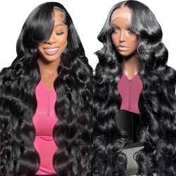 22 Zoll Echthaar Perücke 13x4 HD Lace Front Wig Human Hair Body Wave Human Hair Wig with Baby Hair 180% Dichte Natürliche Gewellte Echthaar Perücke Pre Plucked Perücke Damen Echthaar 55cm von Oxeyegirl