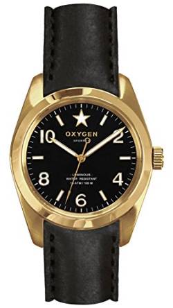 Oxygen Lingot 38 Damen Quarz-Uhr mit schwarzem Zifferblatt Analog-Anzeige und schwarzem Lederarmband EX-S-LIN-CL - 38-BL von Oxygen