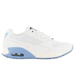 Oxypas Neu Sport, Berufsschuh Ela, Antistatischer (ESD) Leder Sneaker für Damen (40, Weiß-Hellblau) von Oxypas
