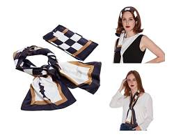 Seiden-Gefühl Schal für Frauen Queen's Gambit Beth Harmon Schach Haar Halstücher Bandana von Oya Costumes