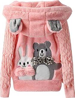 Kinder Mädchen Kapuzenjacke Teddybär Fleecejack Winter Outwear Mantel Cartoon Sweatshirt Hoodie Pullover mit Ohren Gr.98-164 von Oyolan