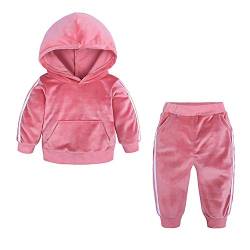 Oyolan Baby Jogginganzug Sportanzug Kapuzenpullover mit Jogginghose Unisex Mädchen Jungen Hoodie Bekleidung Outfit Set für Kleinkinder Herbst Winter Rosa 116-122 von Oyolan