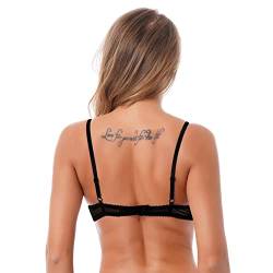 Oyolan Damen Bügel BH Spitze Hebe BH Dessous Bra Offene Brust Bralette Sexy Oberteil Unterwäsche Lingerie Reizwäsche S-4XL Schwarz M von Oyolan