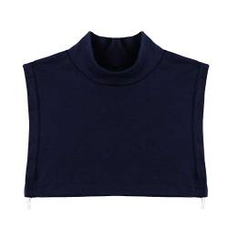 Oyolan Damen Krageneinsatz abnehmbare Blusenkragen Rollkragen Baumwolle Warme Falschkragen Navy Blau A One Size von Oyolan