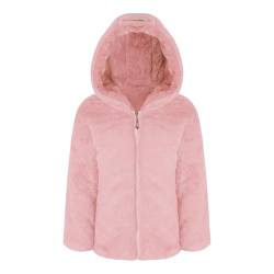 Oyolan Kinder Mädchen Kapuzenjacke Teddybär Fleecejack Winter Outwear Mantel Cartoon Sweatshirt Hoodie Pullover mit Ohren Gr.98-164 Rosa B 122-128 von Oyolan