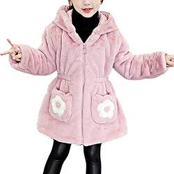 Oyolan Kinder Mädchen Kapuzenjacke Teddybär Fleecejack Winter Outwear Mantel Cartoon Sweatshirt Hoodie Pullover mit Ohren Gr.98-164 Rosa G 134-140 von Oyolan