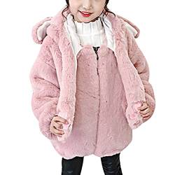 Oyolan Kinder Mädchen Kapuzenjacke Teddybär Fleecejack Winter Outwear Mantel Cartoon Sweatshirt Hoodie Pullover mit Ohren Gr.98-164 Rosa J 146-152 von Oyolan