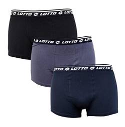 Ozabi - Lotto Sport Herren Boxershorts 100 % Baumwolle, verschiedene Designs, Packung mit 3 Lotto-Sortimenten, Marineblau, L von Ozabi