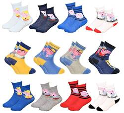 Ozabi Socken Jungen Lizenz PACK VON 12 PAAREN SURPRISE (as3, numeric, numeric_23, numeric_26, regular, 12er-Pack PEPPA PIG) von Ozabi