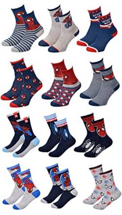 Ozabi Socken Jungen Lizenz PACK VON 12 PAAREN SURPRISE (as3, numeric, numeric_23, numeric_26, regular, 12er-Pack SPIDERMAN) von Ozabi