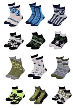 Ozabi Socken Jungen Lizenz PACK VON 12 PAAREN SURPRISE (as3, numeric, numeric_27, numeric_30, regular, 12er-Pack JURASSIC WORLD) von Ozabi
