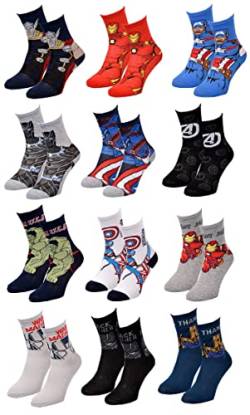 Ozabi Socken Jungen Lizenz PACK VON 12 PAAREN SURPRISE (as3, numeric, numeric_31, numeric_34, regular, 12er-Pack AVENGERS) von Ozabi