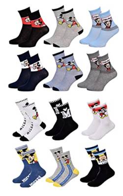 Ozabi Socken Jungen Lizenz PACK VON 12 PAAREN SURPRISE (as3, numeric, numeric_31, numeric_34, regular, 12er-Pack MICKEY) von Ozabi