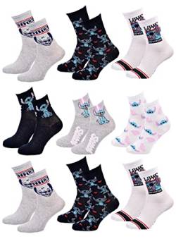 Ozabi Socken Pack Frau LILO ET STITCH (as3, numeric, numeric_36, numeric_41, regular, regular, Packung mit 9 Paar Socken SURPRISE) von Ozabi