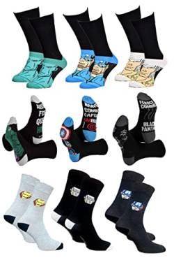 Ozabi Socken Pack MEN AVENGERS (as3, numeric, numeric_43, numeric_46, regular, regular, Packung mit 9 Paar Socken SURPRISE) von Ozabi
