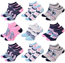 Ozabi Socken Pack Mädchen LILO UND STITCH (as3, numeric, numeric_27, numeric_30, regular, 9er-Pack SNEAKER SURPRISE) von Ozabi