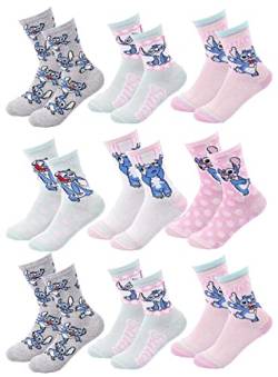 Ozabi Socken Pack Mädchen LILO UND STITCH (as3, numeric, numeric_36, numeric_39, regular, 9er-Pack Socken SURPRISE) von Ozabi