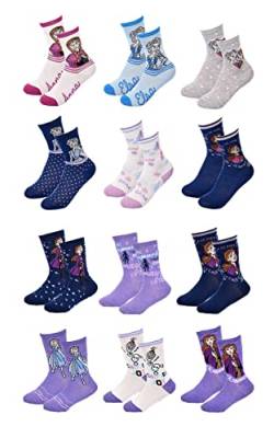 Ozabi Socken für Mädchen Lizenz PACK VON 12 PAAR SURPRISE (as3, numeric, numeric_23, numeric_26, regular, 12er-Pack LA REINE DES NEIGES) von Ozabi