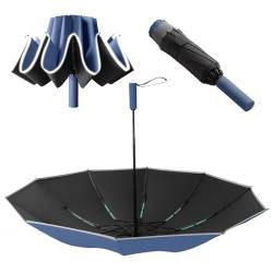 Oziral Regenschirm Sturmfest Taschenschirm Wetterfest Automatisch 50+ 99% UV-Schutz öffnend Zusammenklappbar Golfgröß belüftet Winddicht Verstärkt Doppellagiger Regenschirm, Damen Herren(Blau) von Oziral