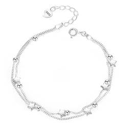 Ozmw 925 Silver Star Bracelet, Silver Bracelet for Women, Bracelet Gift for Women-Adjustable Length von Ozmw